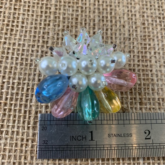 Vintage Colorful Beaded Faux Pearl Necklace & Bead Cluster Pierced Earrings 25" - Picture 14 of 16